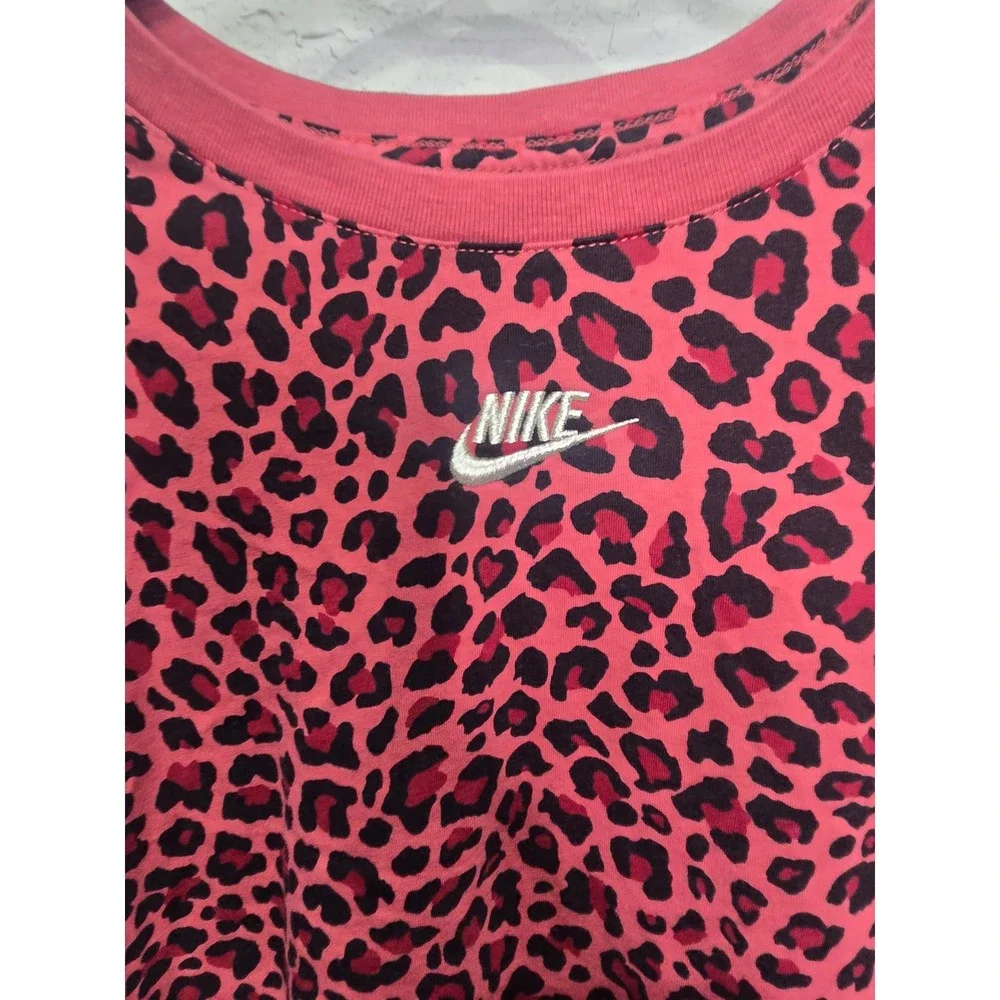 Nike Long Sleeve Shirt Womens XL Pink Red Leopard Print Cotton‎ DM2767-661